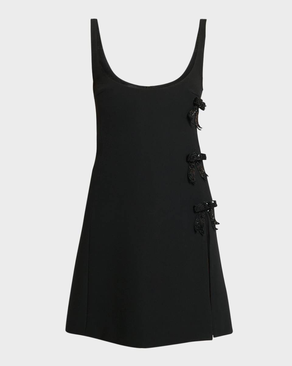 Sequined Bow Sleeveless Mini Dress